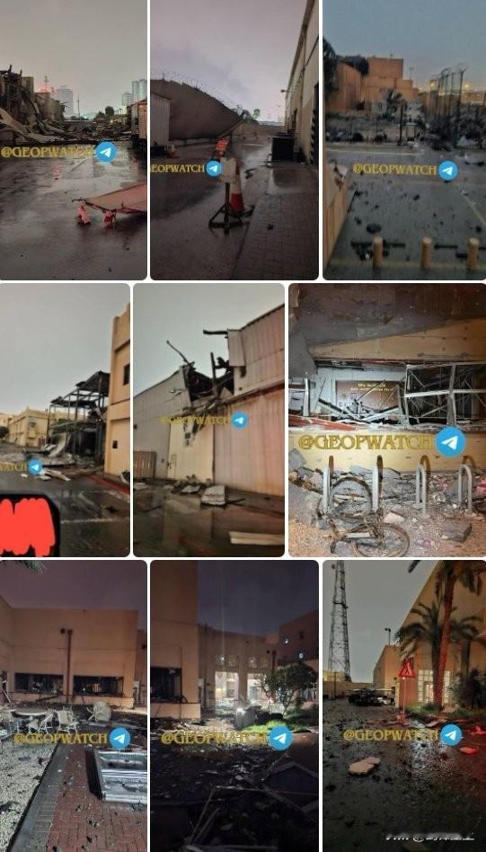 这是巴林海军基地被炸后的景象
这个基地是美国海军中央司令部和第五舰队总部所在地，