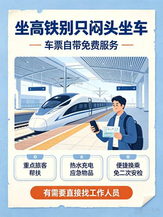 坐高铁别只闷头坐车！车票自带免费服务，好多人一次没用过