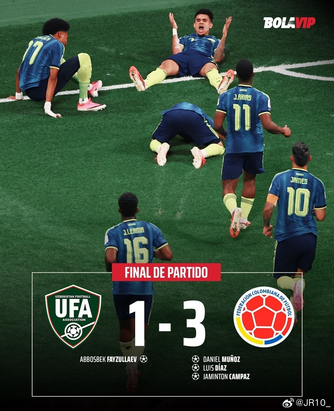 JR10J罗🇨🇴世界杯小组赛K组首轮 哥伦比亚3-1乌兹别克斯坦🇺🇿to