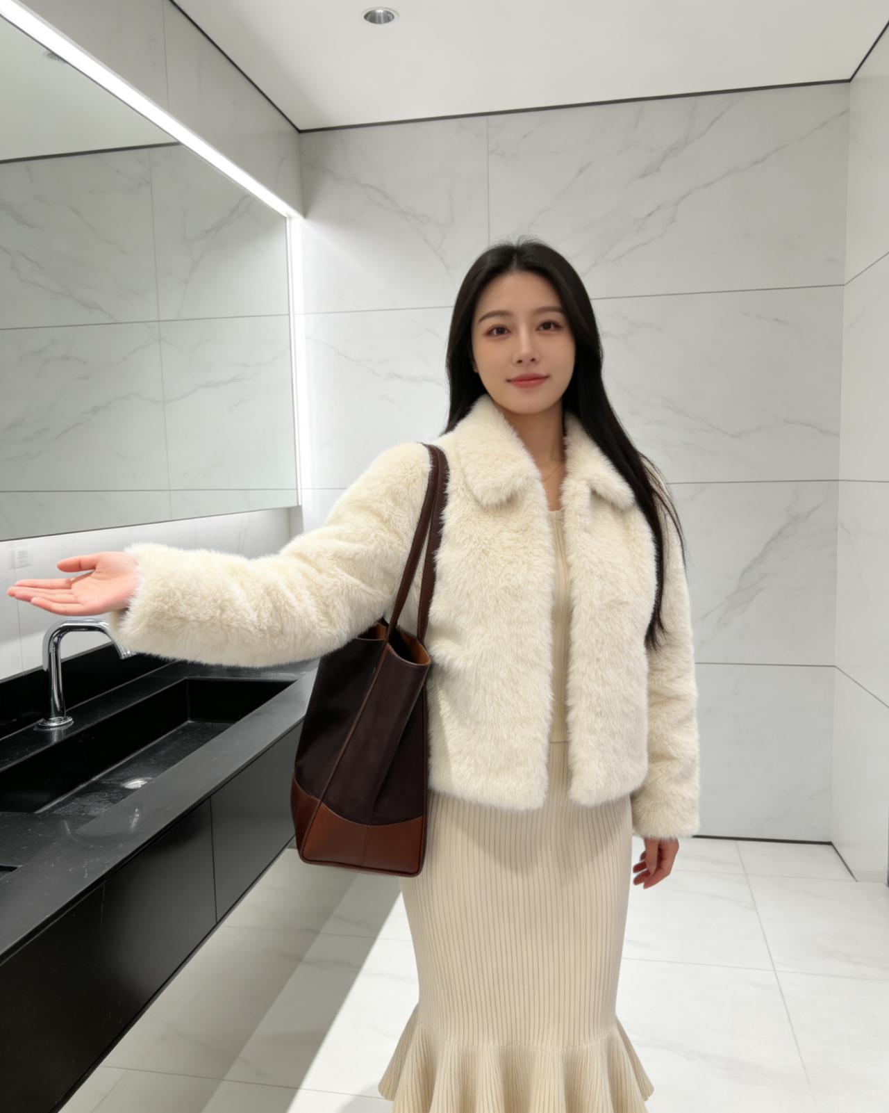 低饱和的暖杏色搭配，温柔又不失女人味，显松弛与高级。