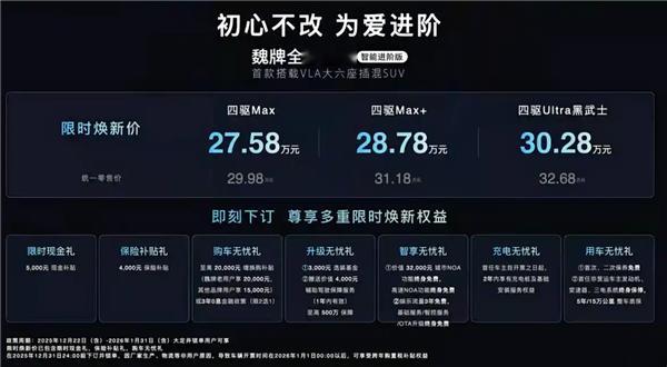 用嘴就能开车！魏牌全新蓝山智能进阶版上市：27.58万起 