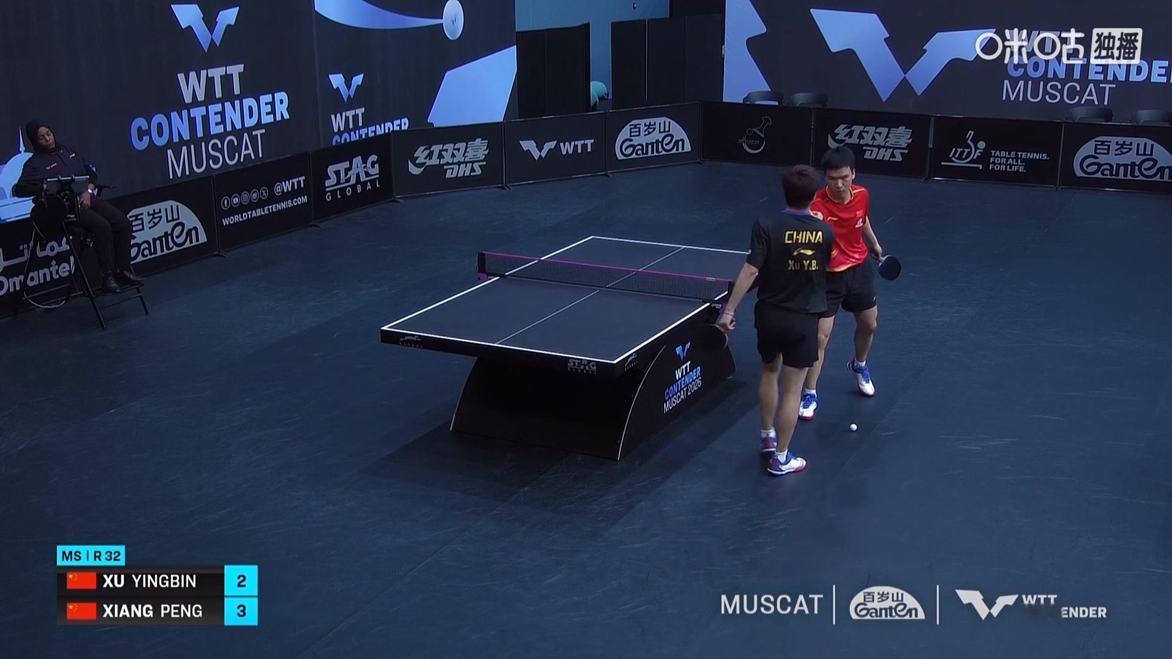 向鹏3比2徐瑛彬(10-12，11-8，11-9，11-13，11-8)晋级WT