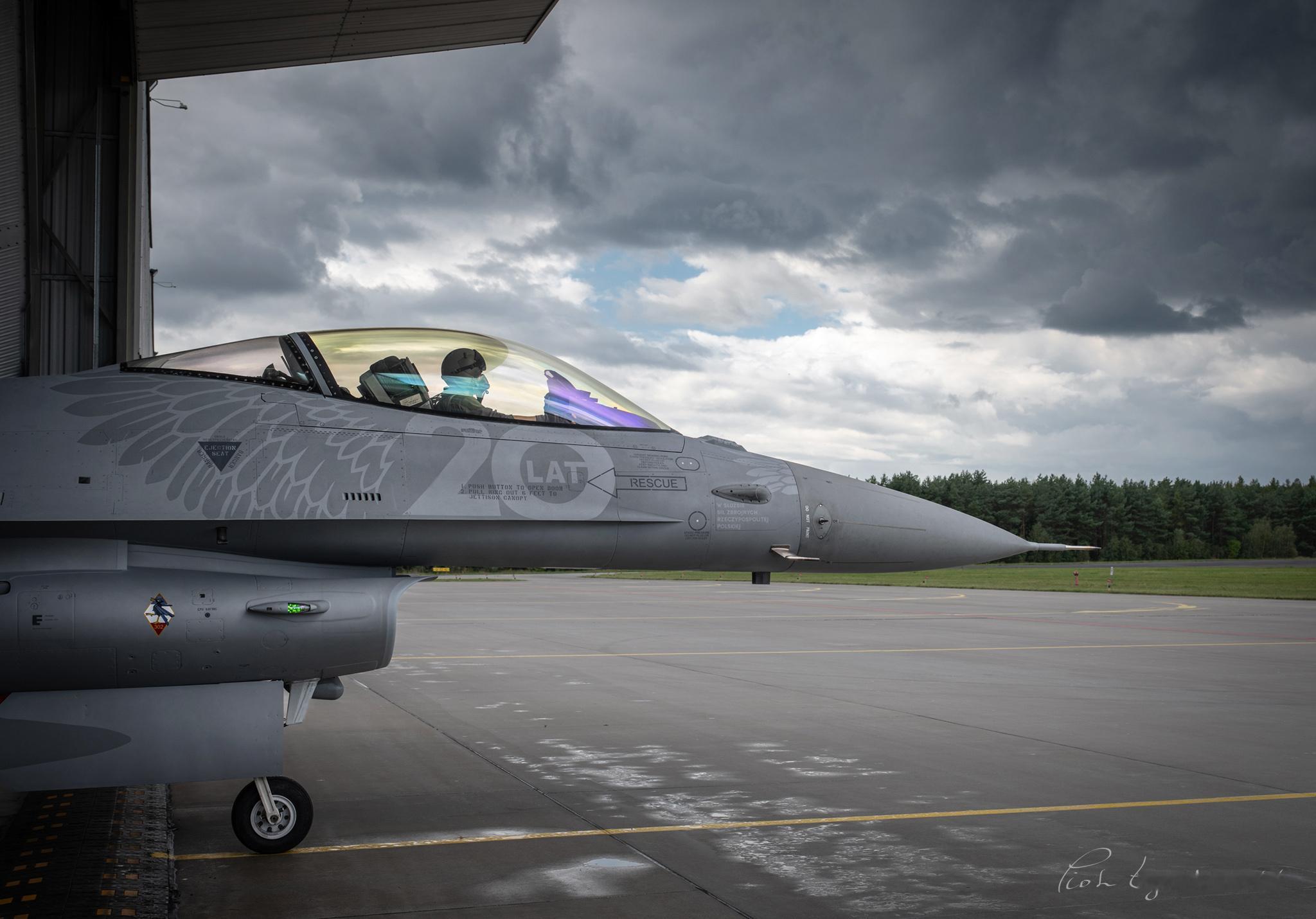 波兰空军第31战术空军基地纪念F-16服役20周年推出的“渡鸦”纪念涂装，渡鸦是
