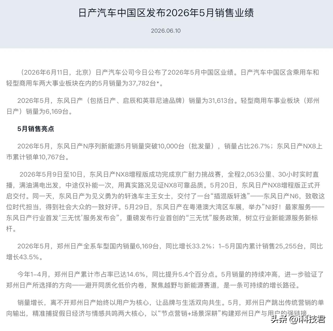 今年5月中国市场日系车销量
丰田：102300 辆，同比下降31.7%
日产：3