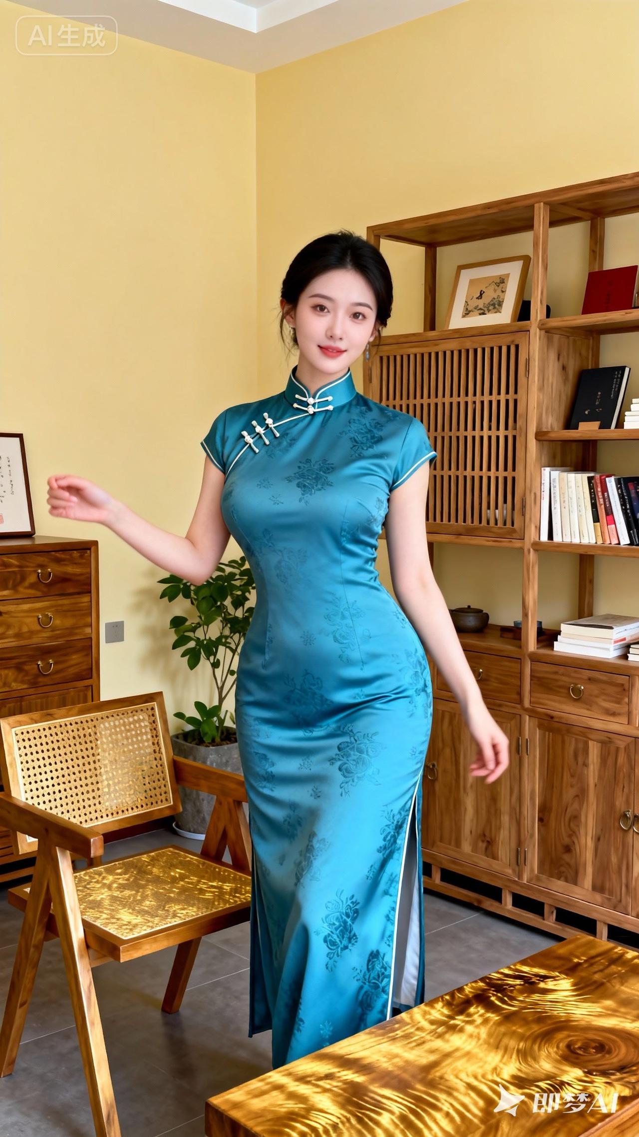 优雅蓝旗袍，真的将东方韵味展现得淋漓尽致。就像李沁穿的浅蓝印花旗袍，领口精致盘扣