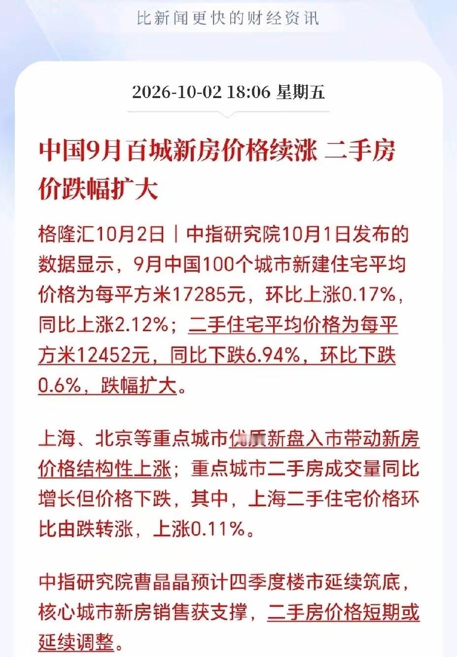 为什么新房价格涨二手房跌幅扩大某种程度上说，二手房就是被新一代新房直接打下来的。