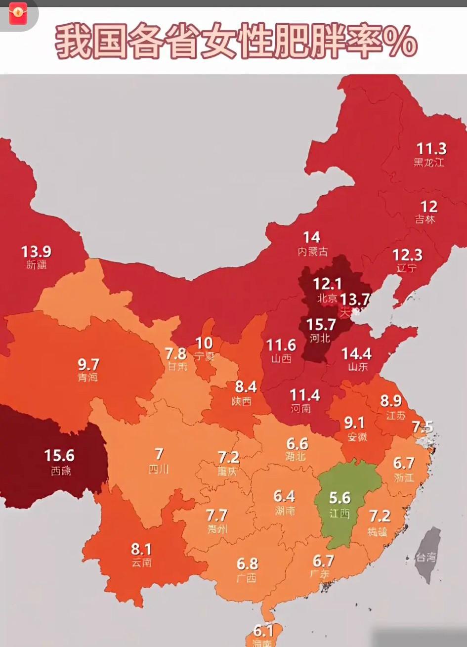 不可思议！江西姑娘们这么瘦吗？河北🉑超过你们两倍还多啊！
  该数据源于中疾控