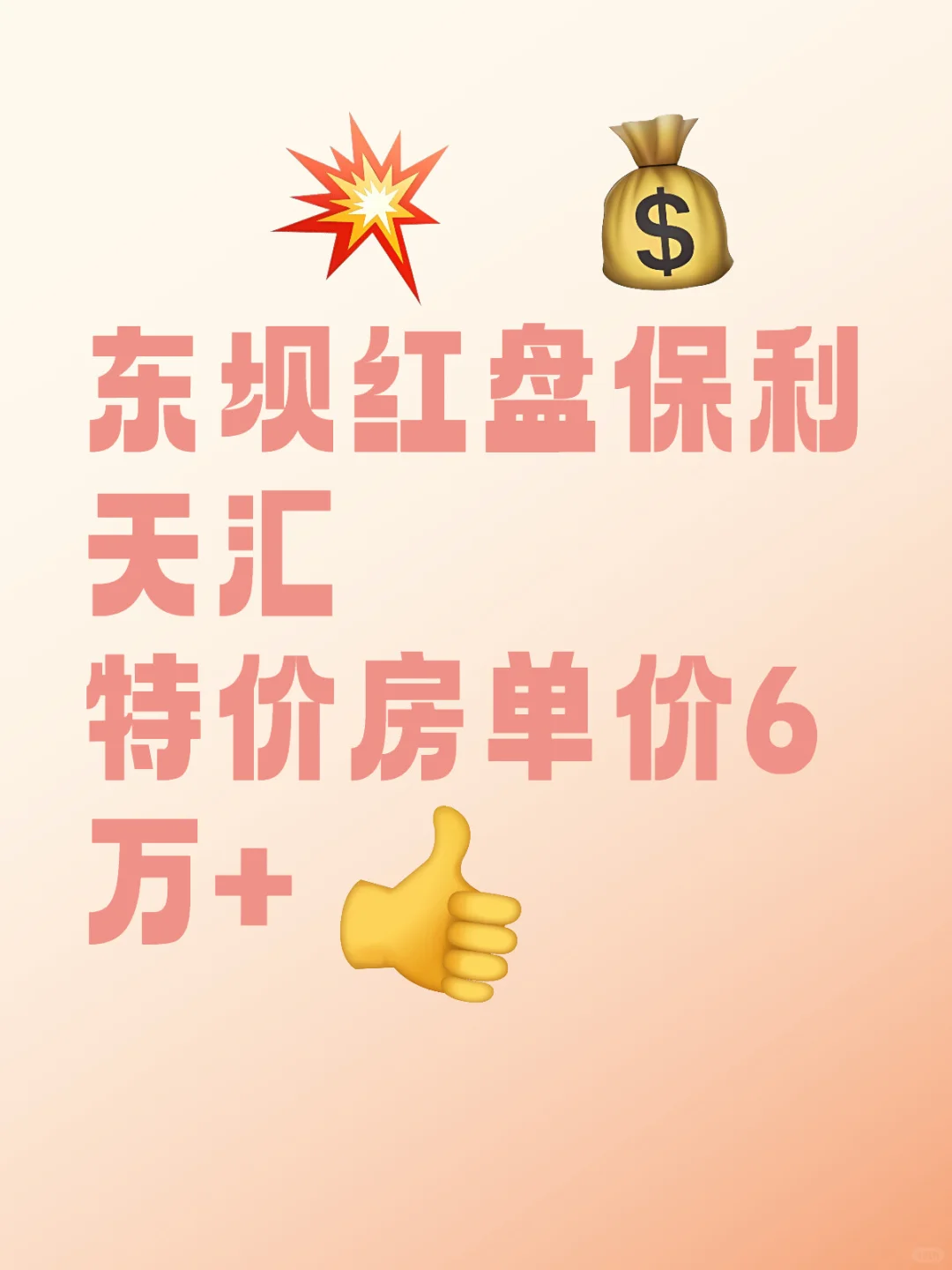 清仓甩卖！东坝红盘保利天汇特价房6万+
