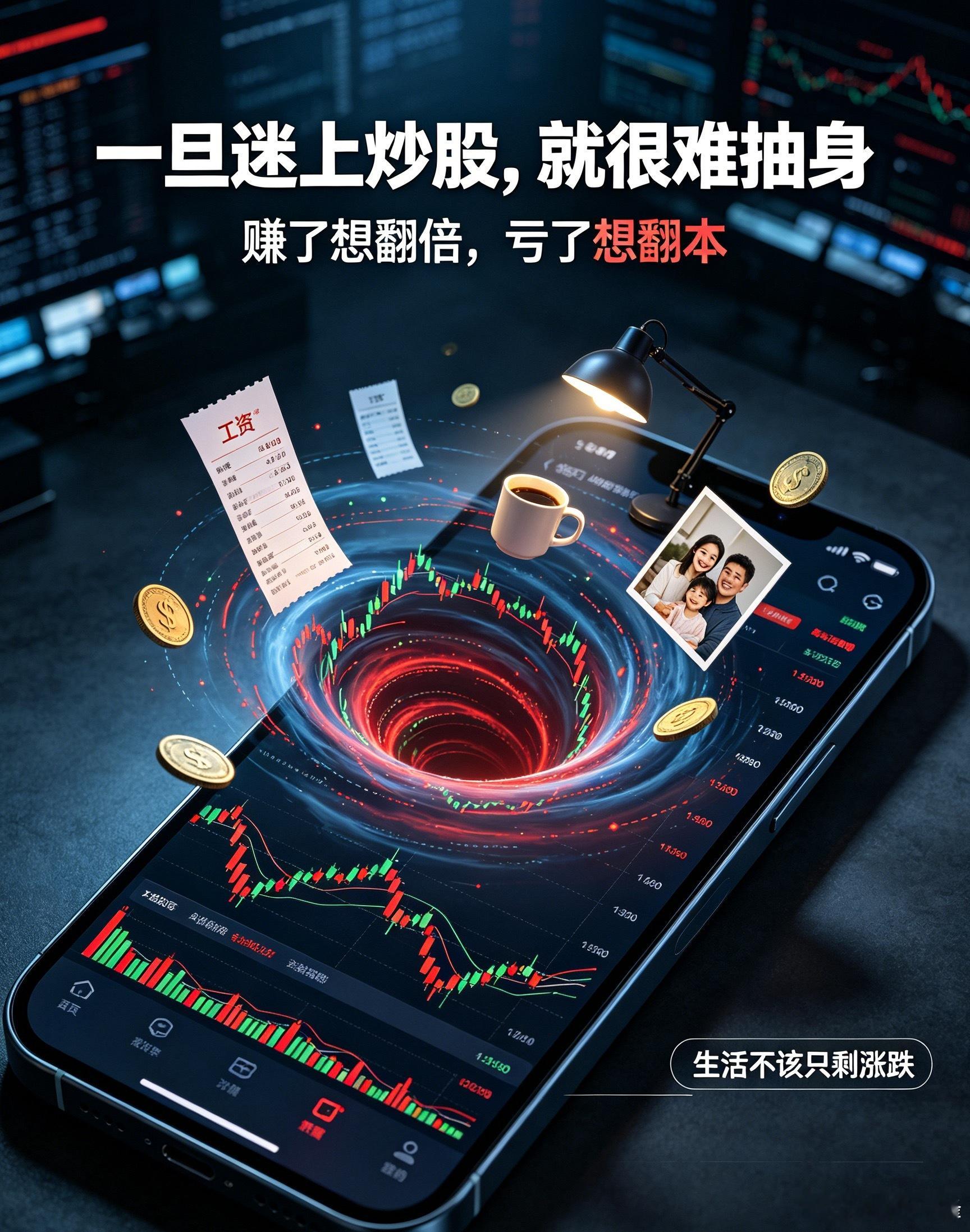 一旦踏入股市，人很容易深陷其中难以自拔。盈利时，会觉得炒股赚钱远比上班轻松；亏损