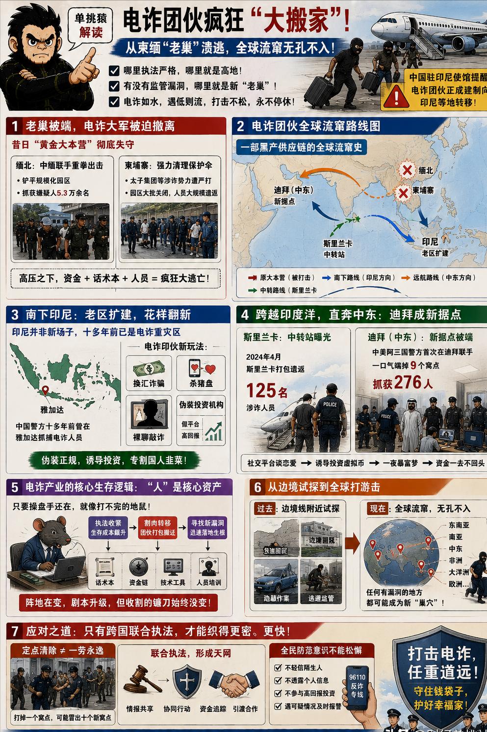 电诈团伙疯狂 “大搬家”！

中国驻印尼大使馆这几天发了一条重要提醒，说越来越多