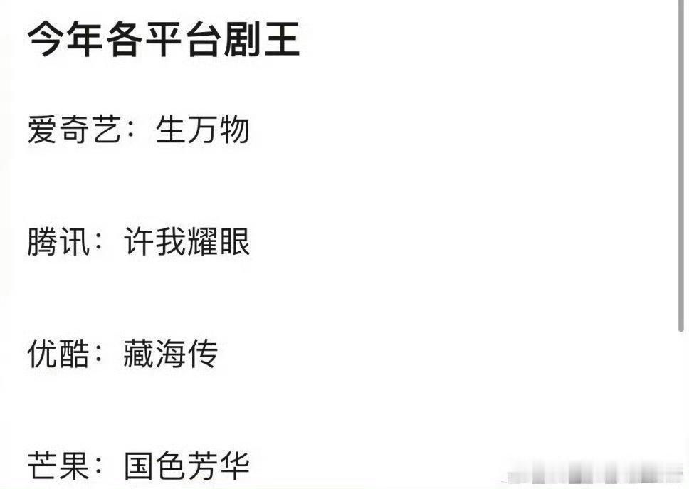 哪个次元也没有这么多王[doge]要是以后没别的，今年剧王就是许我耀眼了 ​​​