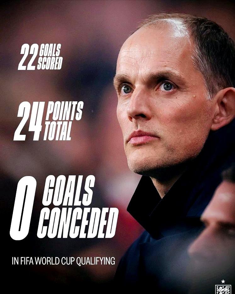 图赫尔这次是真的证明了。英格兰队预选赛8场全胜，踢进22球没丢一个，这防守连19