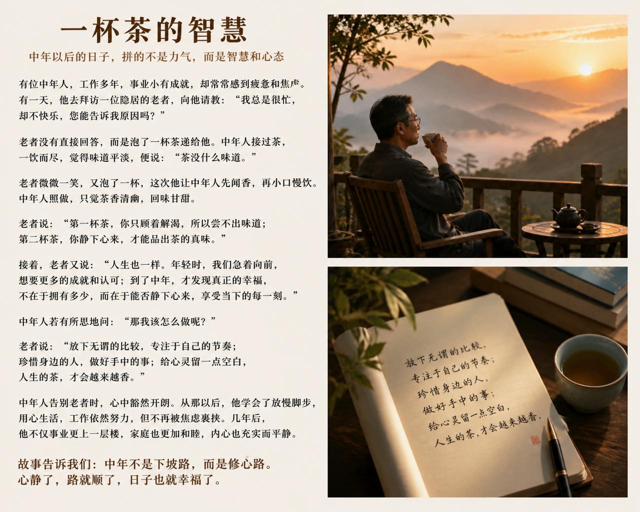 《半碗热汤》一碗人生汤 
老周四十七岁那年，忽然觉得日子过得很快。
年轻时，他总