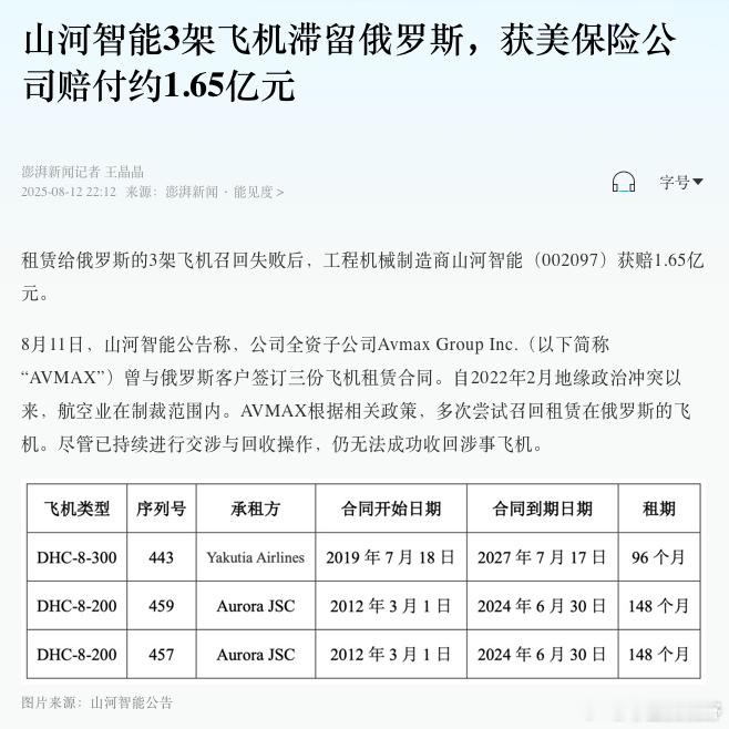 俄罗斯居然扣押对俄友好国家中国上市公司山河智能的飞机，该公司多次和俄罗斯交涉，俄