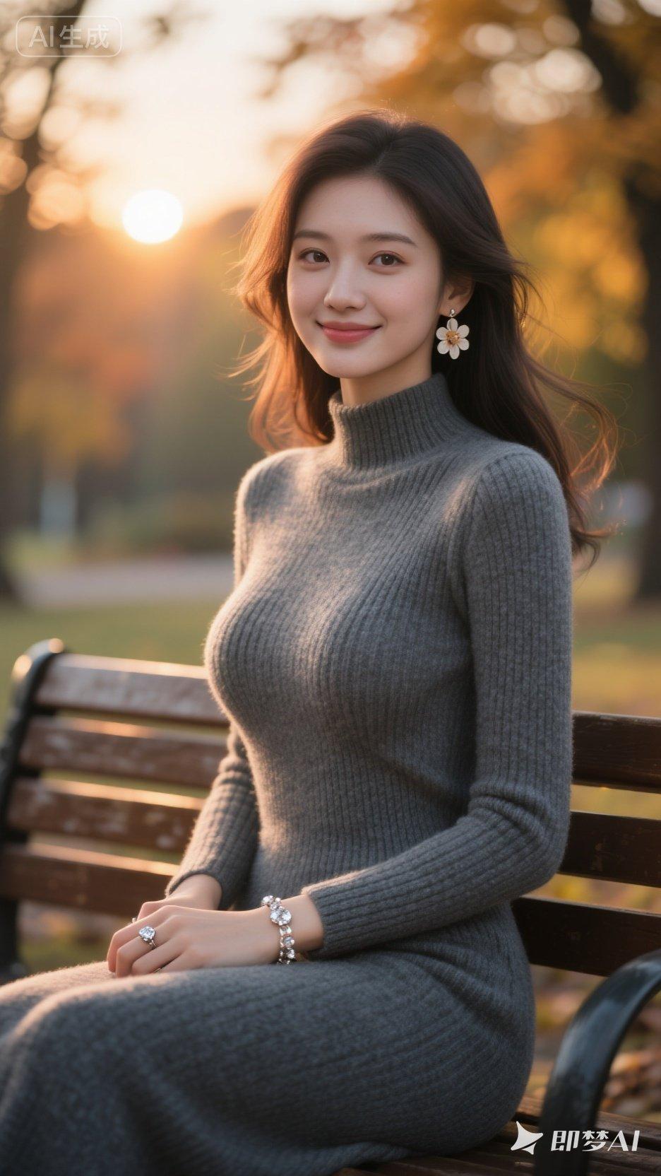 秋日暖阳下的优雅时光，温柔微笑，静谧美好。