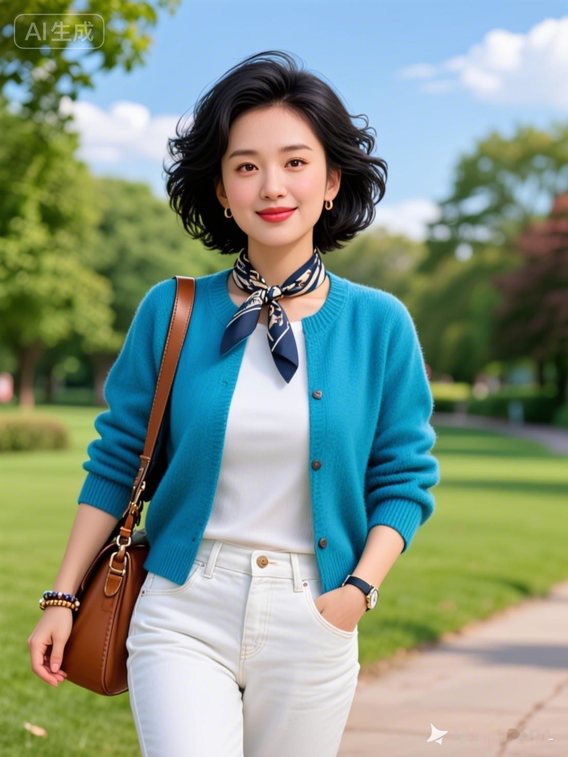 清新夏日穿搭指南，蓝白相间，轻松自在！🌞👗👠