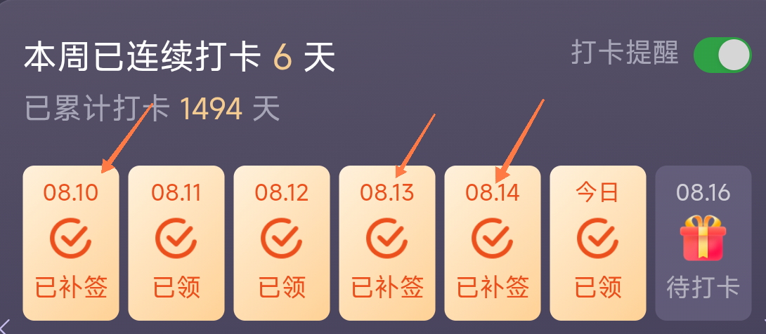 第一次这多天忘记打卡 