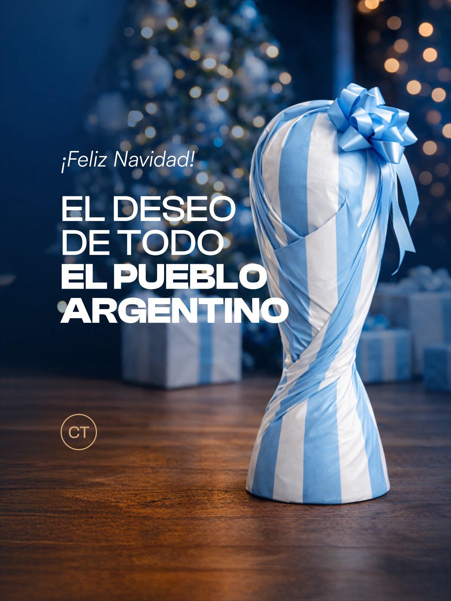 阿根廷足协主席塔皮亚的2025年圣诞🎅祝福“我衷心地祝愿大家平安夜快乐，圣诞节