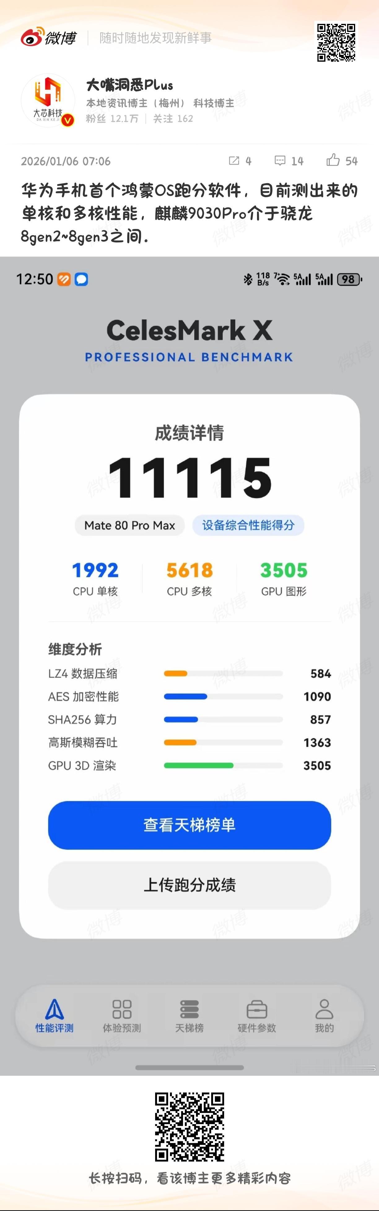 我就只有一个问题：
A平台使用A软件“跑分”去对比B/C/D平台用B软件跑分，为