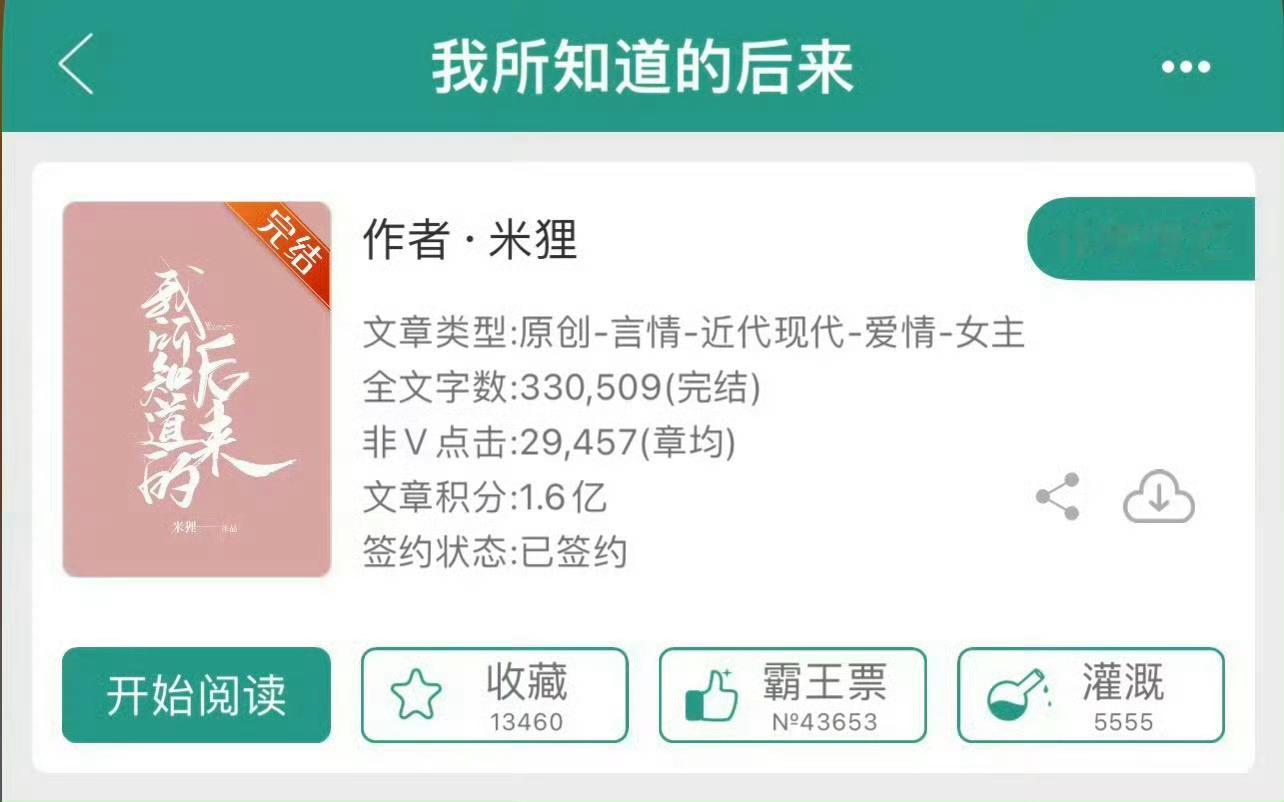 小说推荐：《我所知道的后来》 作者:米狸简评：娇俏优秀女学生vs老干部心机总裁，