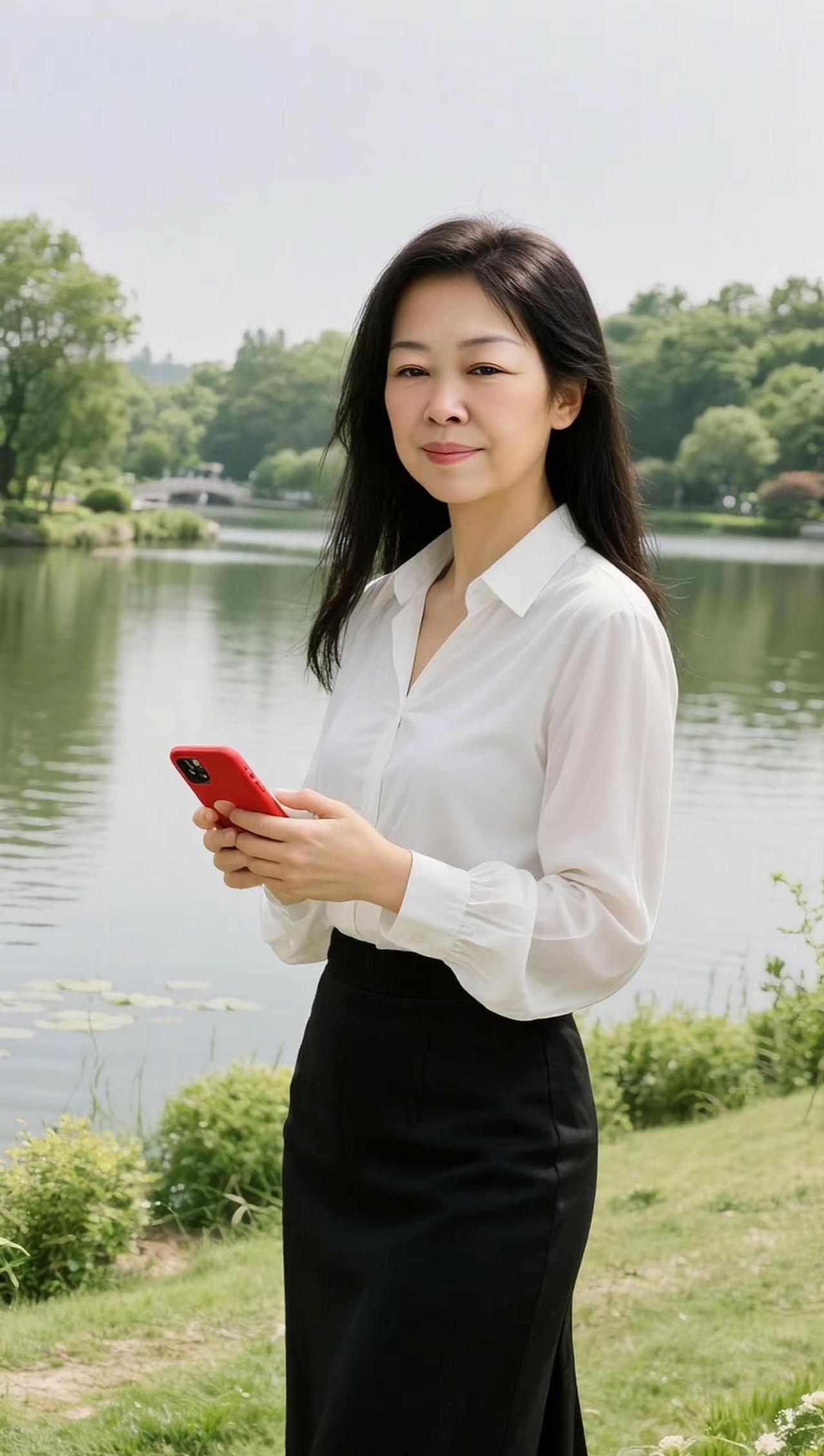 湖边景色美不胜收。AI湖畔生活照