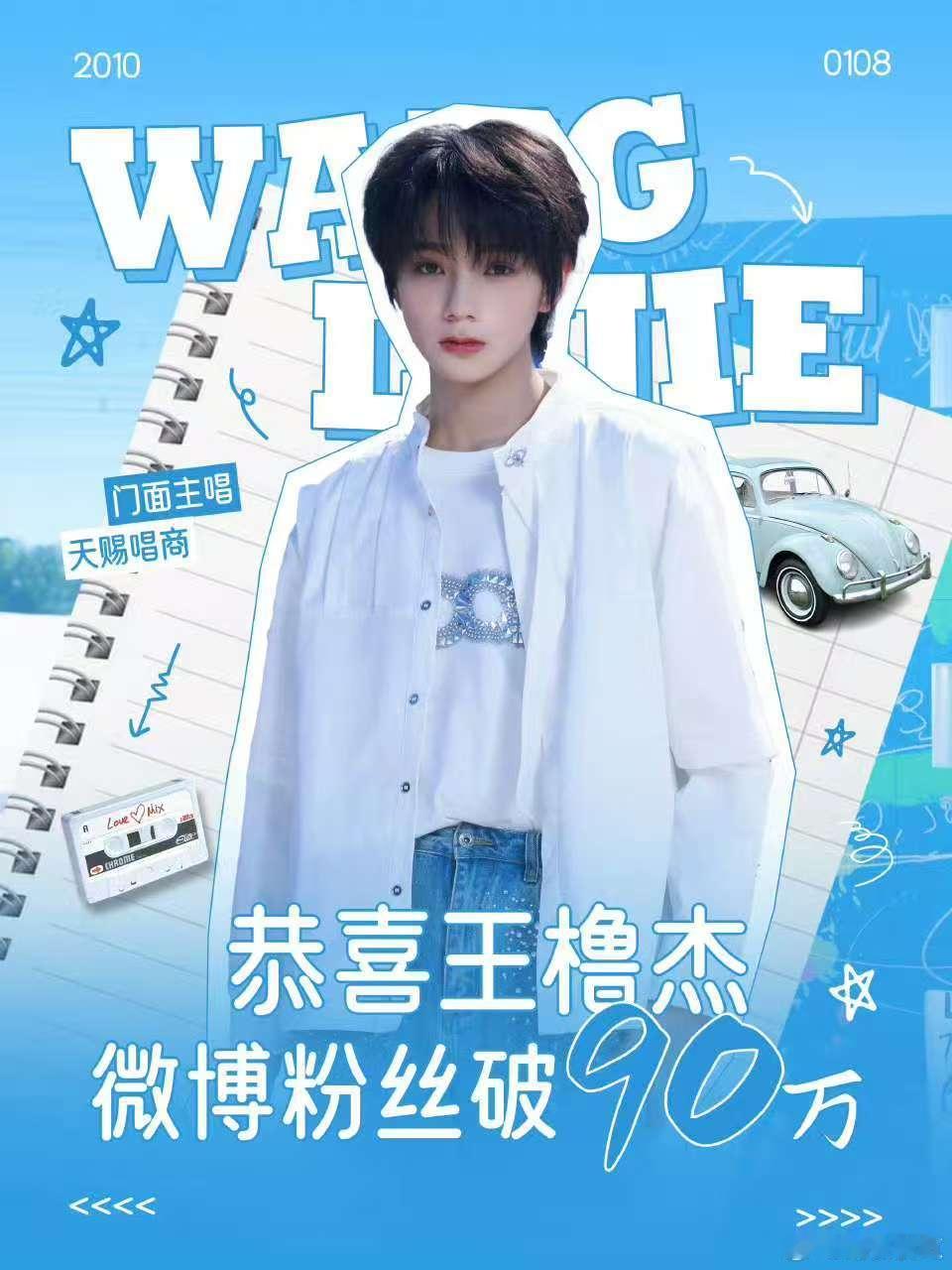 王橹杰粉丝90万海报 90万的节点，用海报记下这份温暖。以后翻起时会想起：这一天