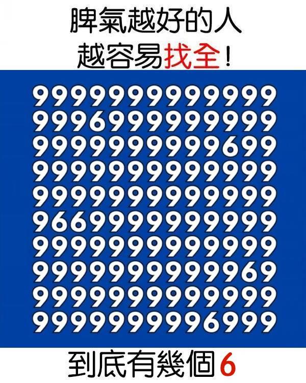 据说脾气越好越细心的人能找到的6越全，你找到了几个6呢？
