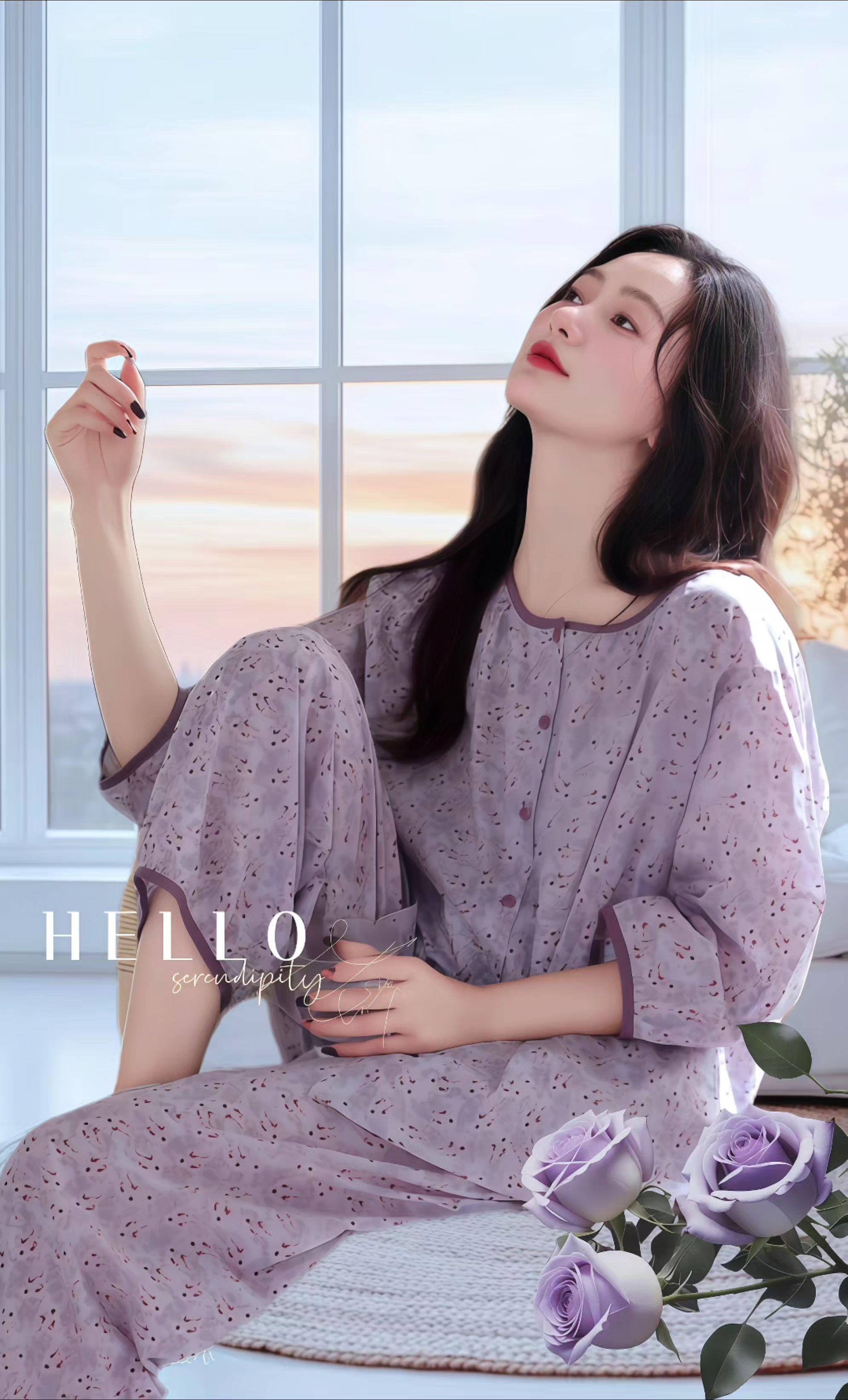 不愧是我熬夜选的睡衣套装~浪莎碎花家居服！这款睡衣真的太绝了！它是柔软...