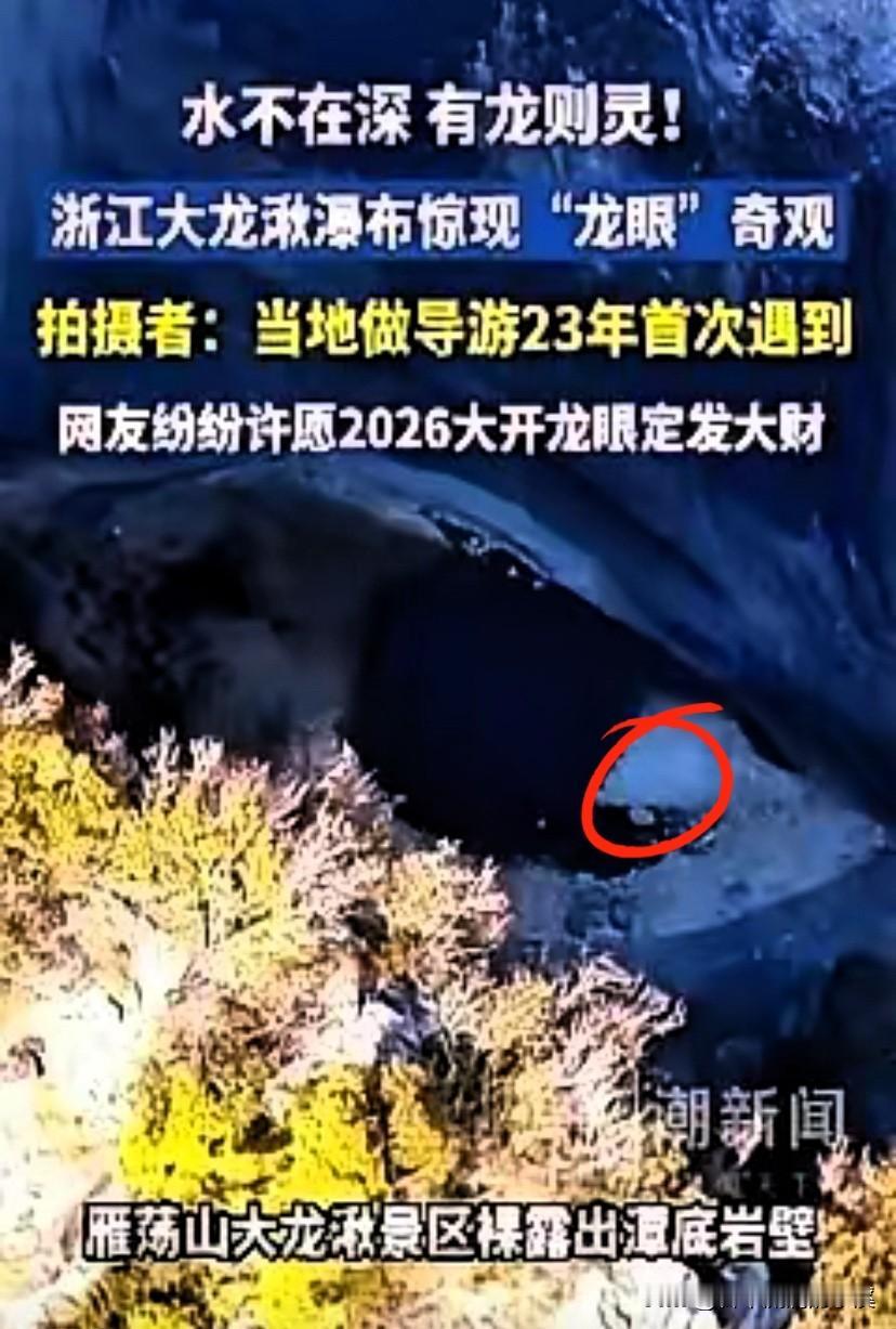 在浙江雁荡山干了23年的女导游，
带团走到大龙湫瀑布下，习惯性往下一扫，
这一眼