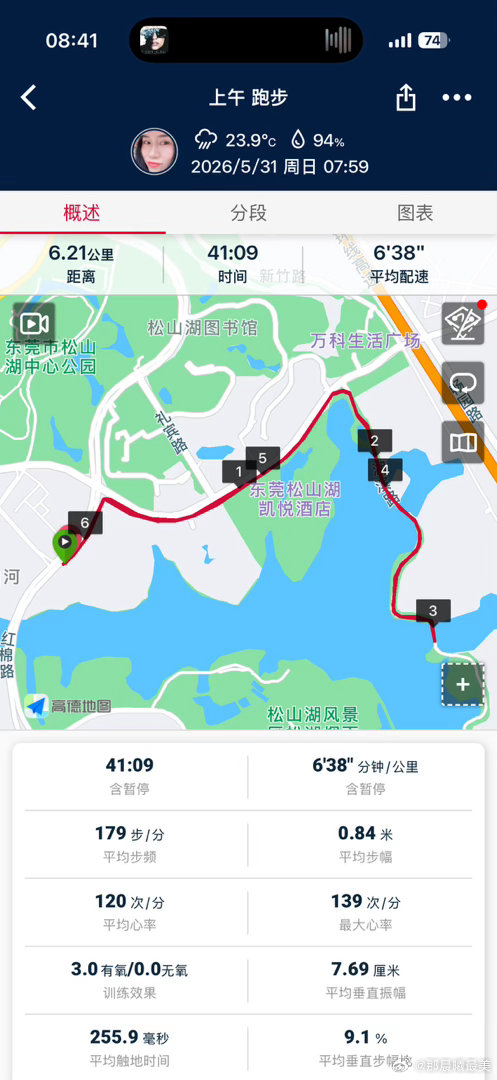 5月最后一天，本来是打算休跑的。但昨晚半夜的雷鸣闪电大雨，换来今早的凉爽。难得。