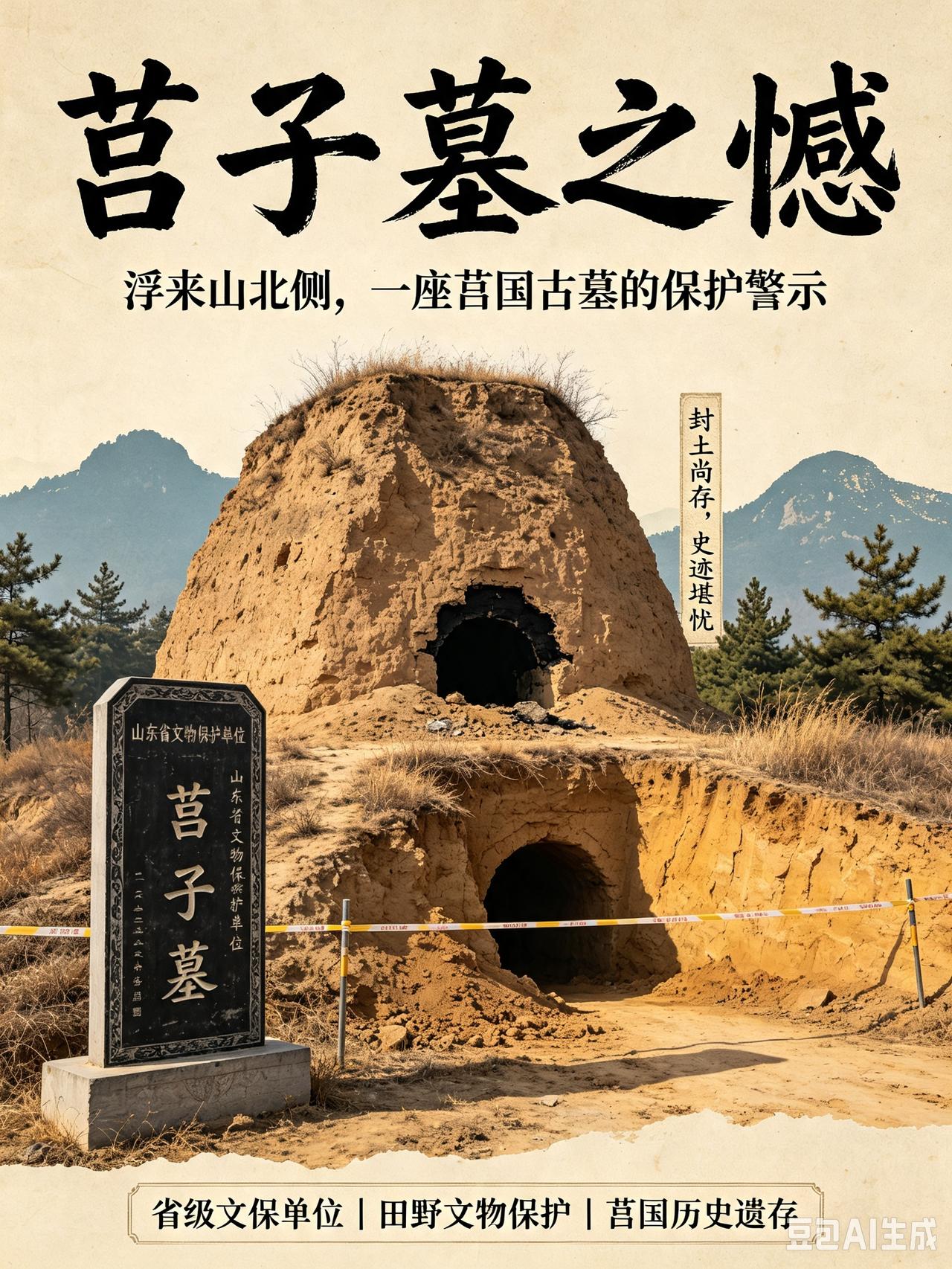 莒县田野古墓葬保护现状的思考：莒子墓之憾
 
莒县境内留存多处省级文物保护单位的