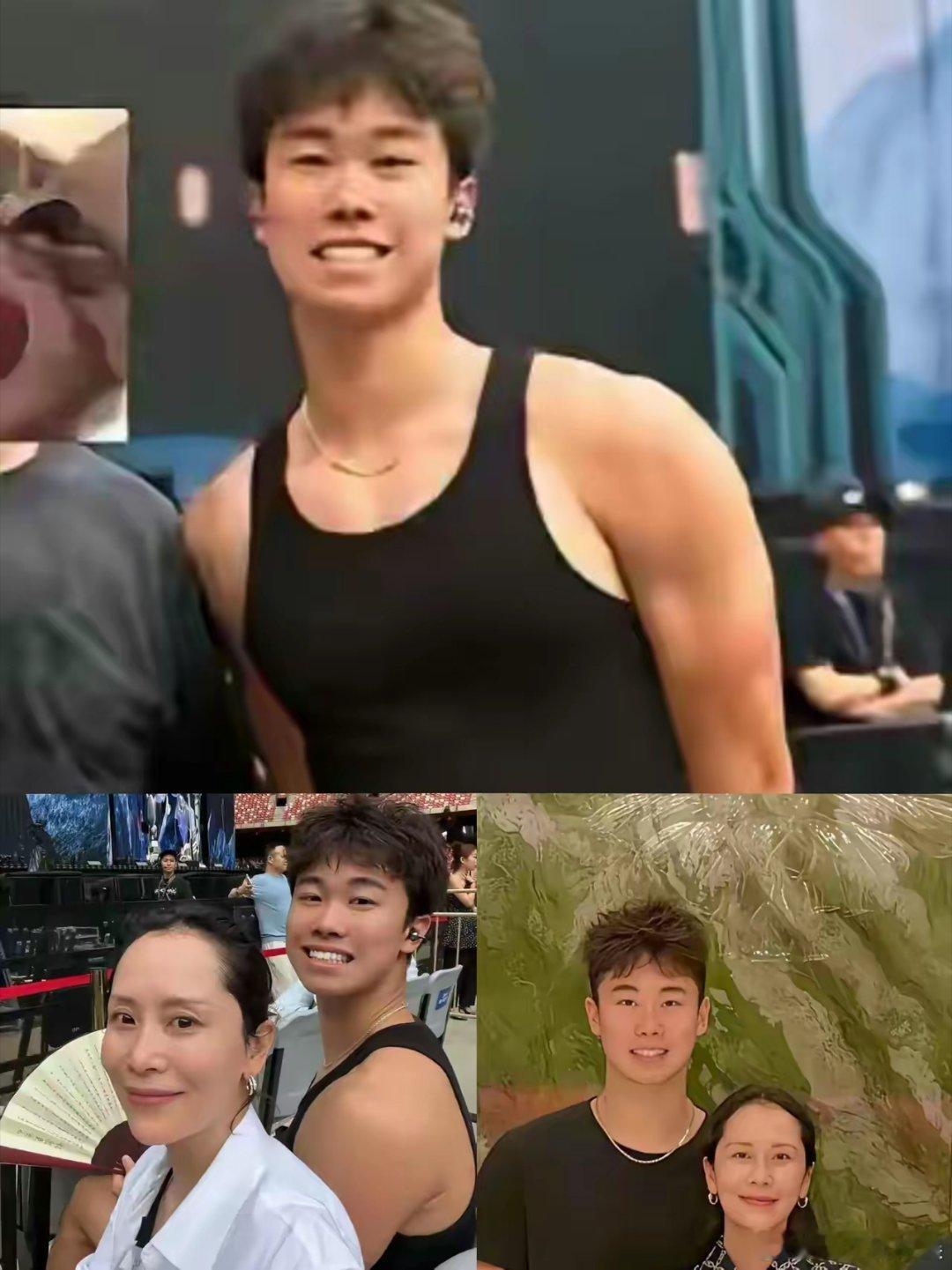 海清儿子蛋妞朱泓烨今年19岁，近一米九的个头、晒得微黑一身腱子肉，根本不是被明星