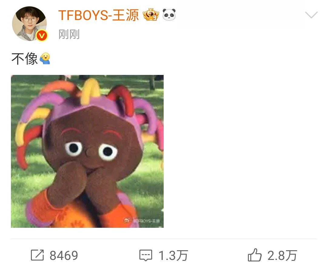 王源不像王源回复不像王源回复自己不像花园宝宝，只有头发像，[打call][打ca