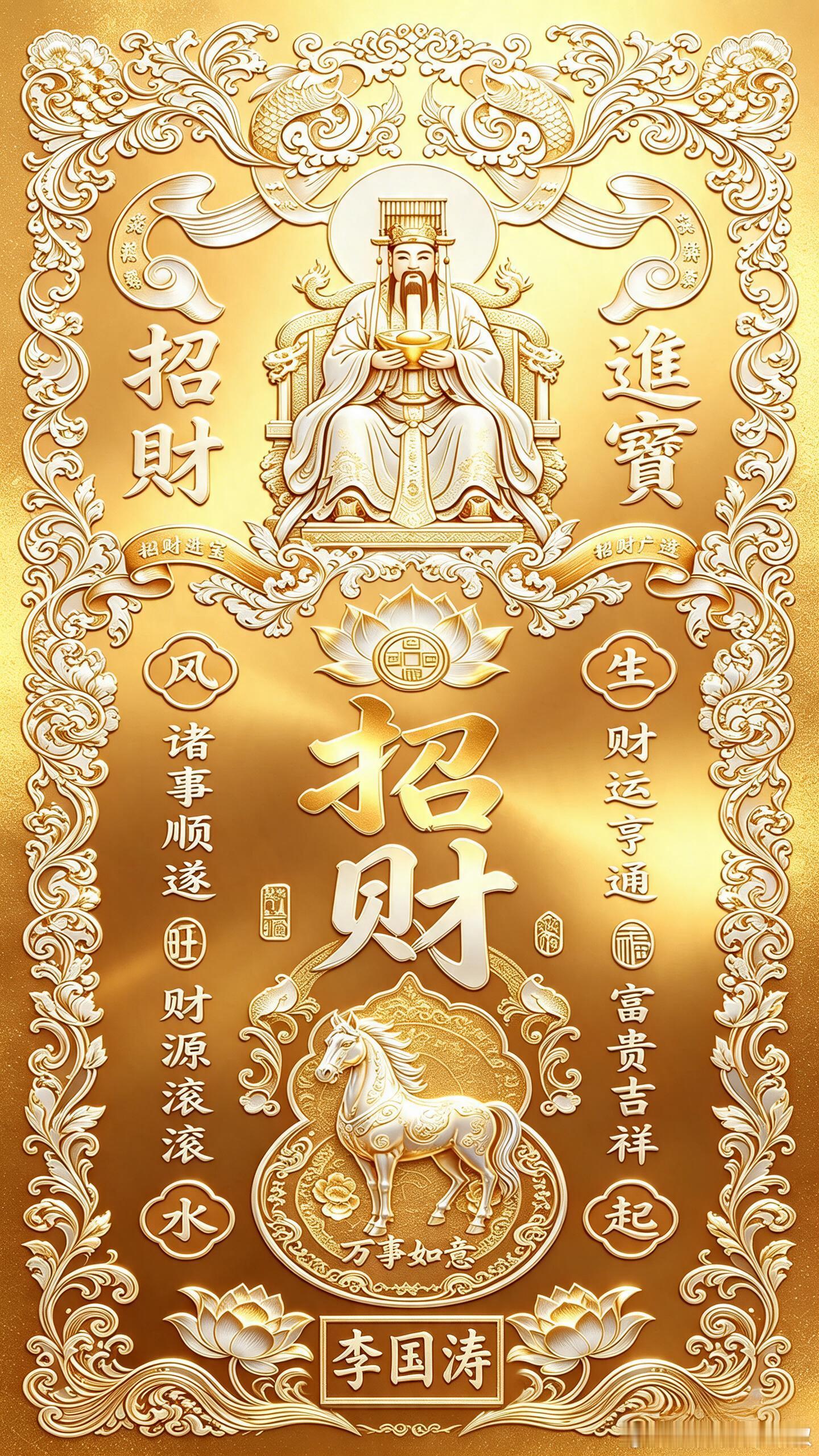 4K高清，生肖马招财手机壁纸、屏保。此图为例图，还有其他生肖。催财旺运尝鲜价，9