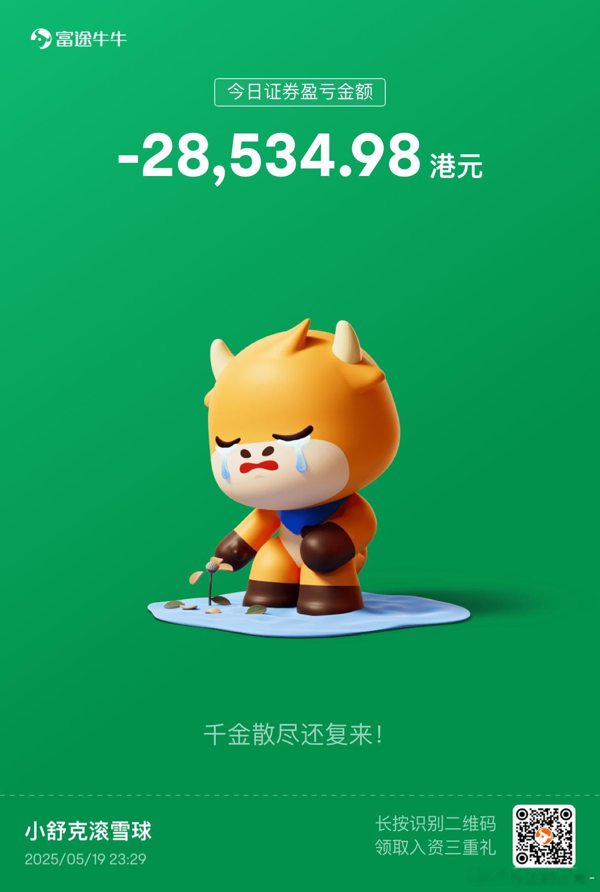 今天亏得很少，非常开心！洗洗睡啦[爱你] ​​​
