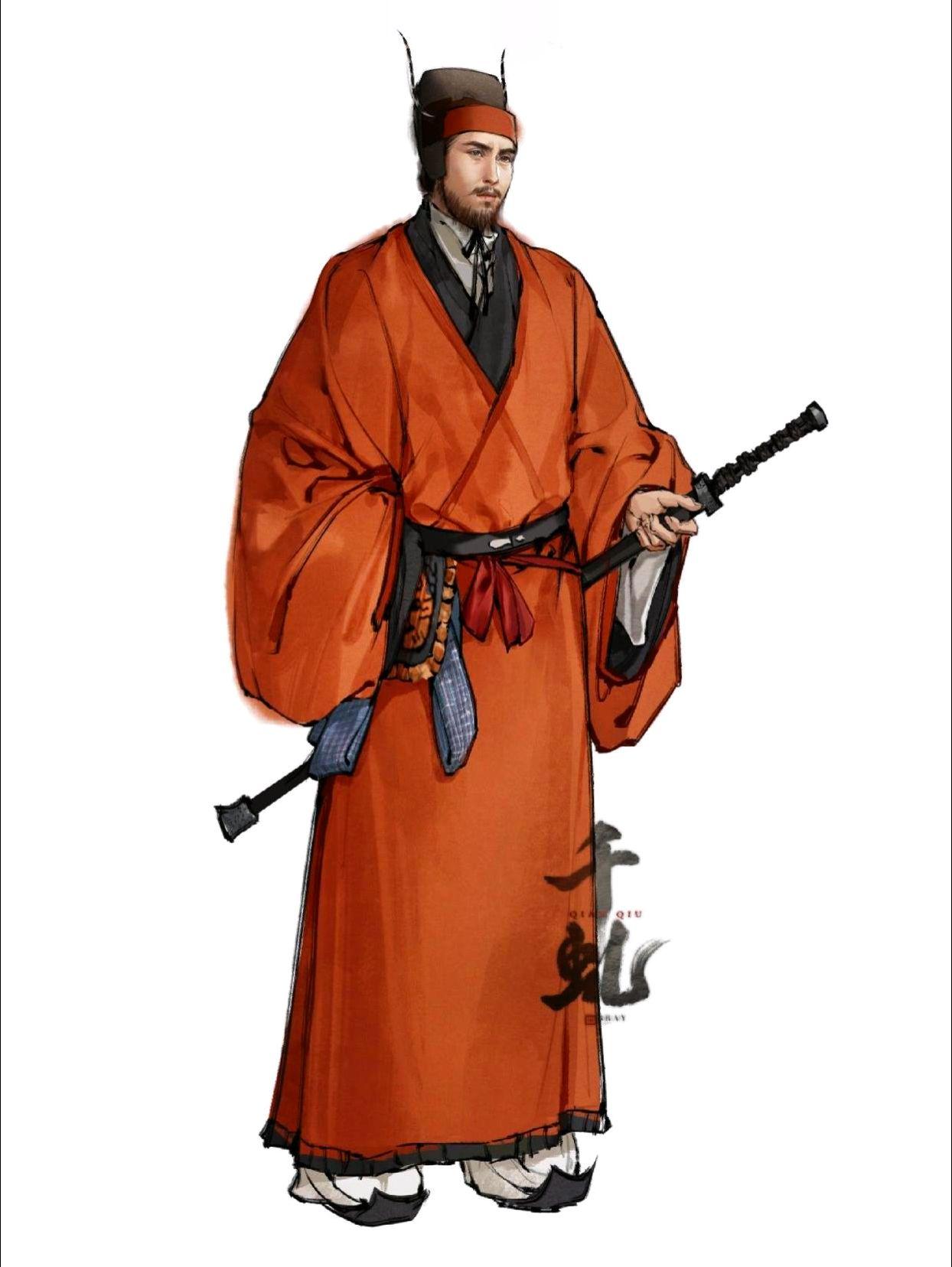 东汉武官朝服。服饰东汉