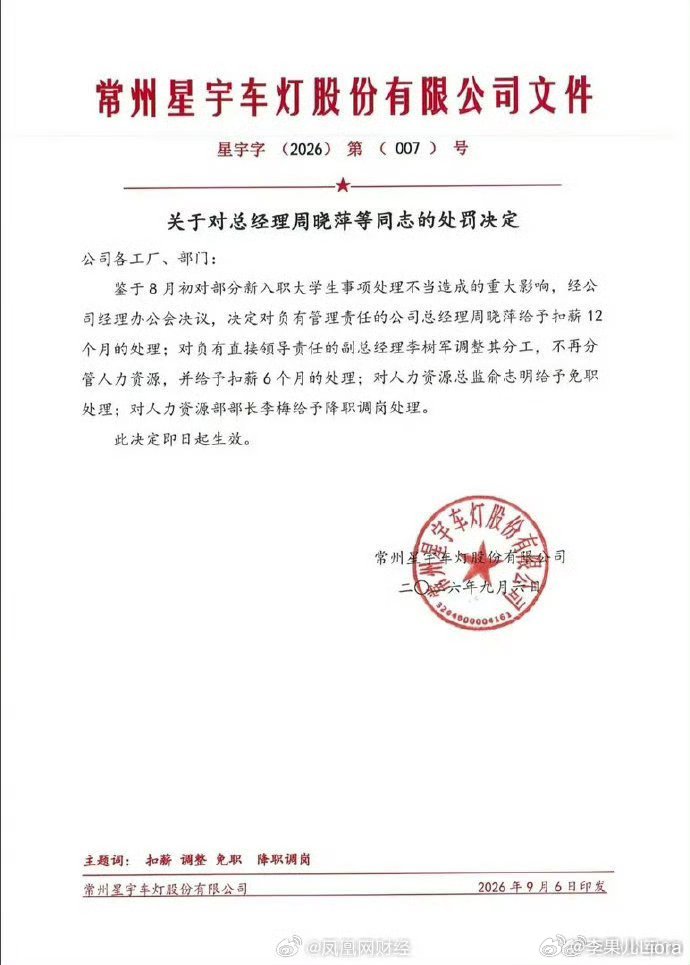 星宇股份内部处理公告曝光星宇车灯处罚公告汽车[超话]车企对供应商的考察，不止看产