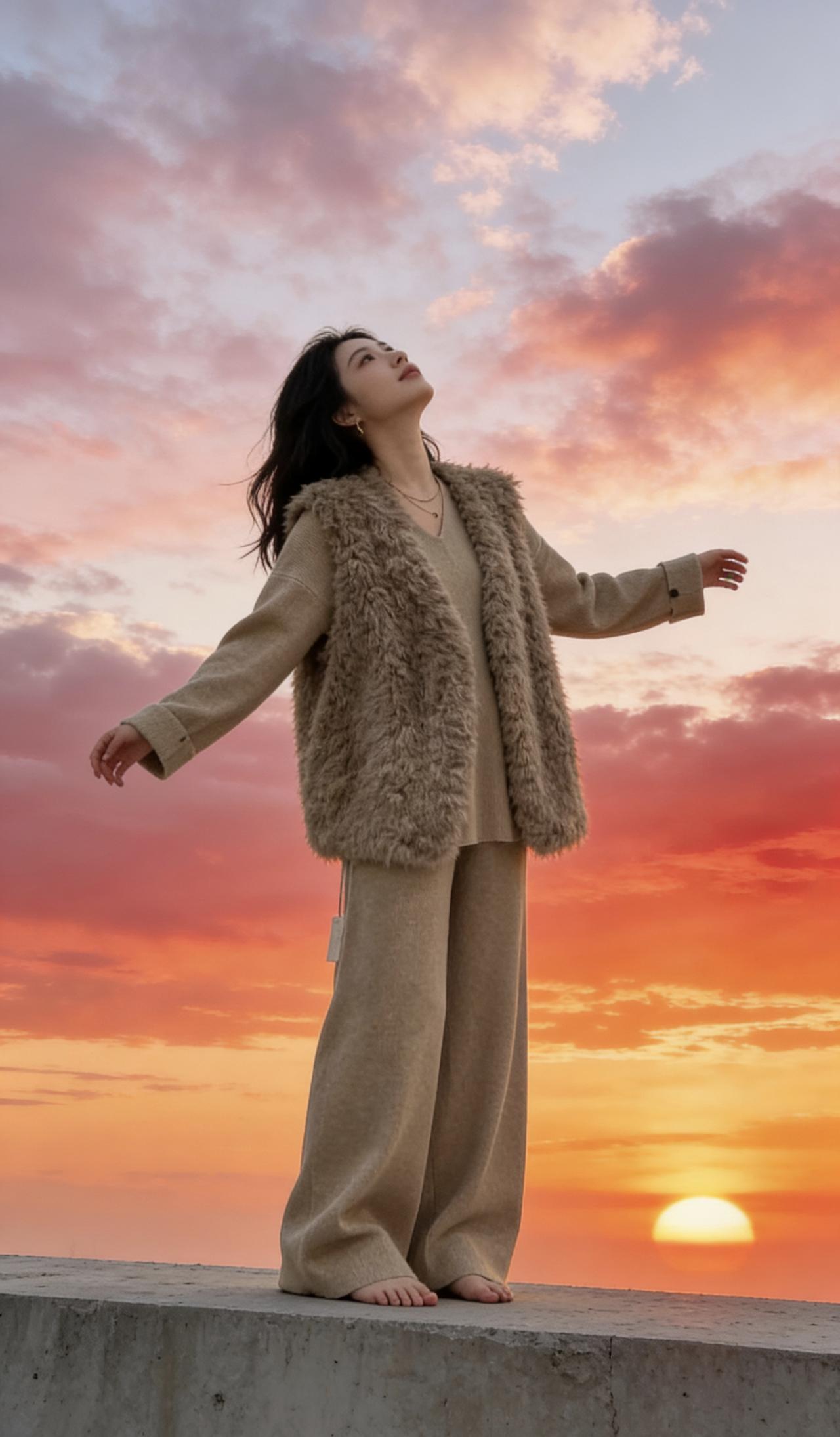 秋冬针织衫马甲裤子