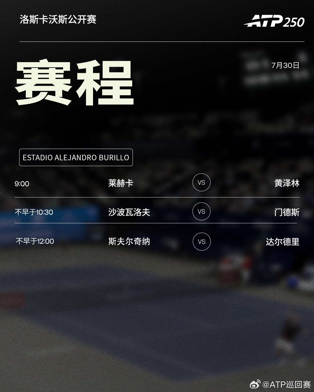 本周两站ATP赛事第三日赛程如下，均为北京时间📅📍ATP500 华盛顿站🎾