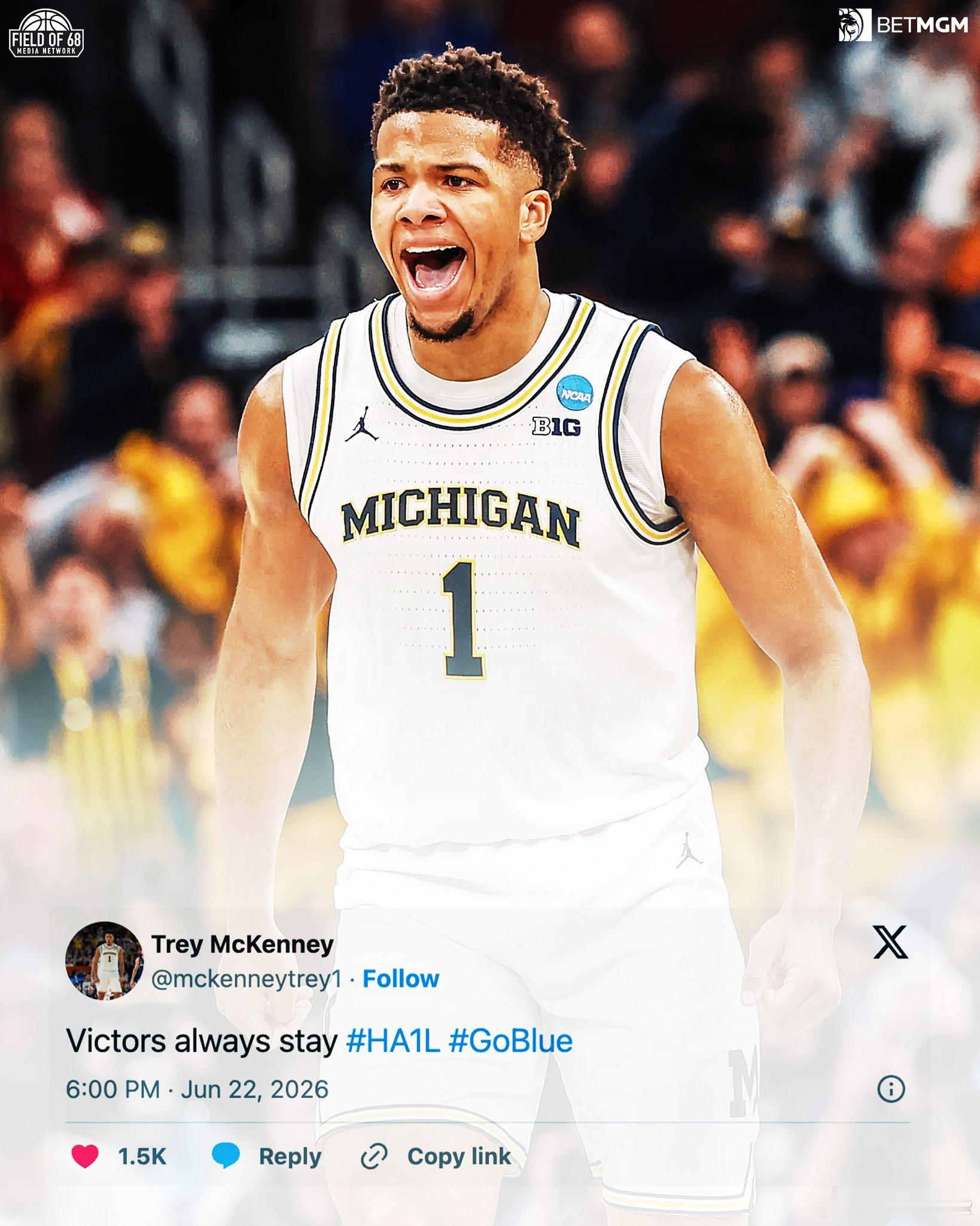 NCAA Dusty May走后，目前宣布留在密歇根的球员名单：Jalen Re