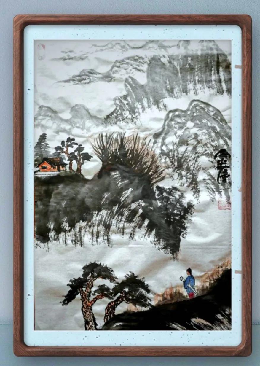 
斜阳如火日已西，
荒岭秋风更凄迷，
满山落叶谁人扫，
留得残枝带血啼。