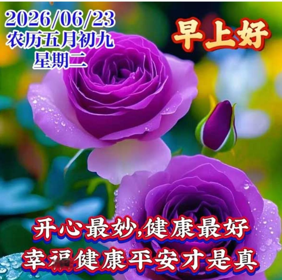 夏晨问候喜洋洋，
心情舒畅送吉祥；
人生最美是健康，
心态平和是导航；
一声祝福