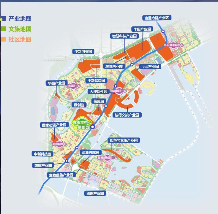 天津中新生态城拥有众多产业园、创业园、软件园，拥有很多住宅区。还有国家海洋博物馆