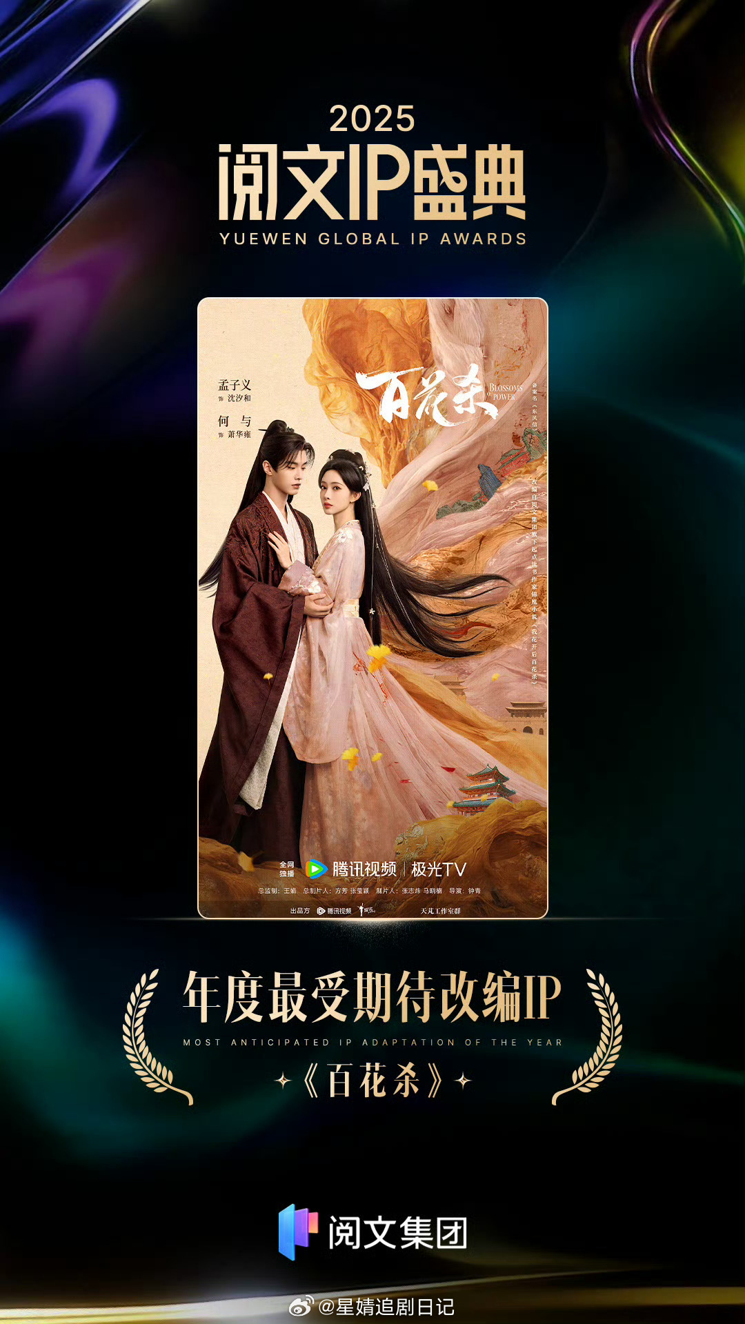 孟子义、何与的百花杀获年度最受期待改编IP ！两个主演出头，待播剧也被各种买股了