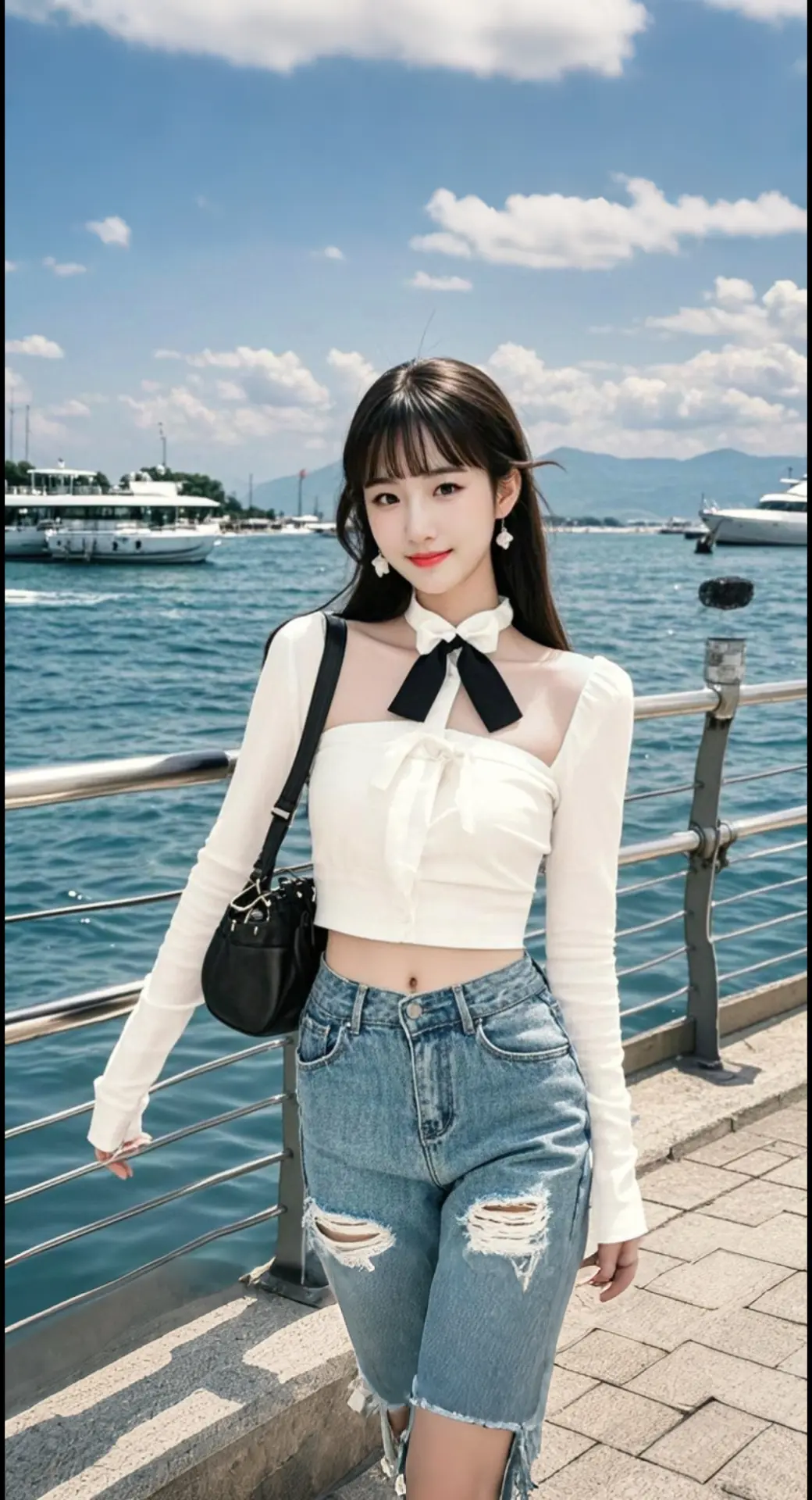 AI扩图 AI海滨倩影