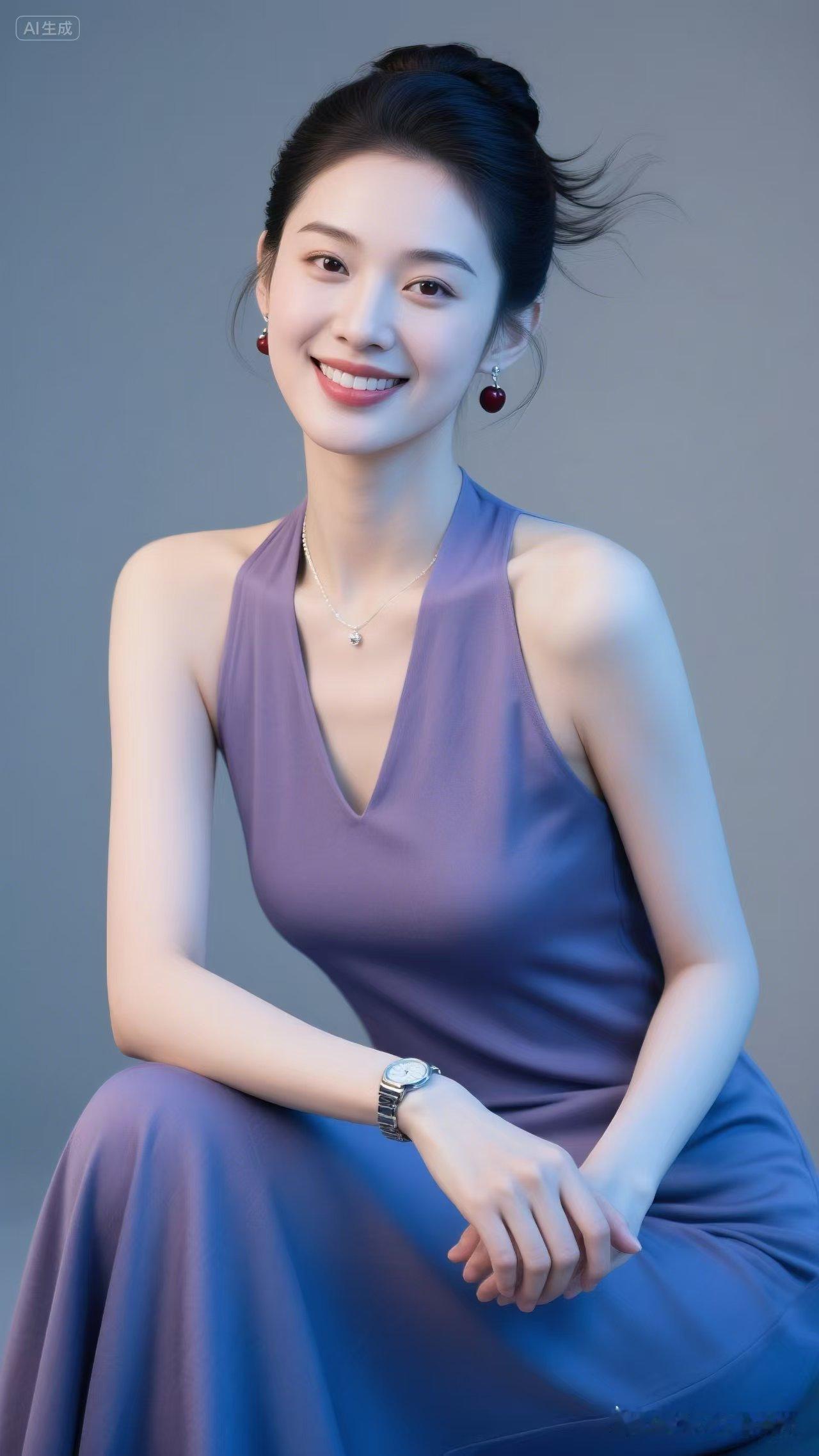 她的笑容如紫藤花般温柔，优雅得让人移不开眼，心动指数爆表！