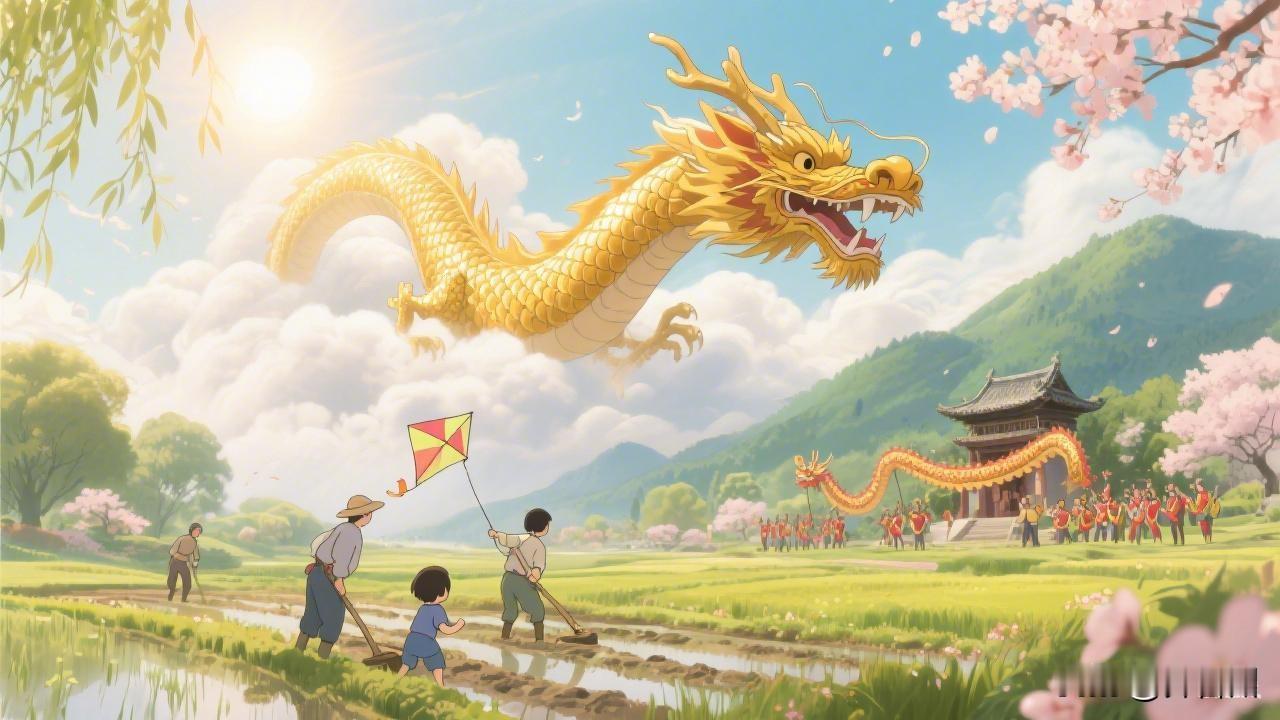 二月二龙抬头
 
苍龙昂首破云霄，
细雨轻润春意娇。
陌上东风梳柳绿，
溪边繁花