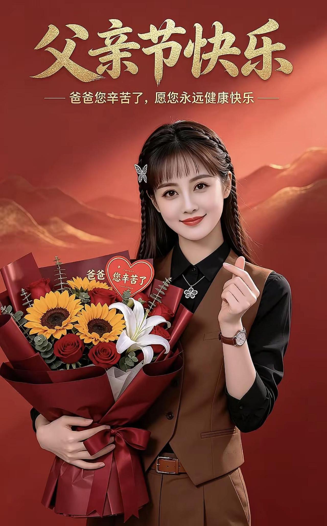 父亲节祝福礼物 手捧鲜花送父亲 父亲节最美的礼物 父亲节花式祝福文案 祝所有父亲