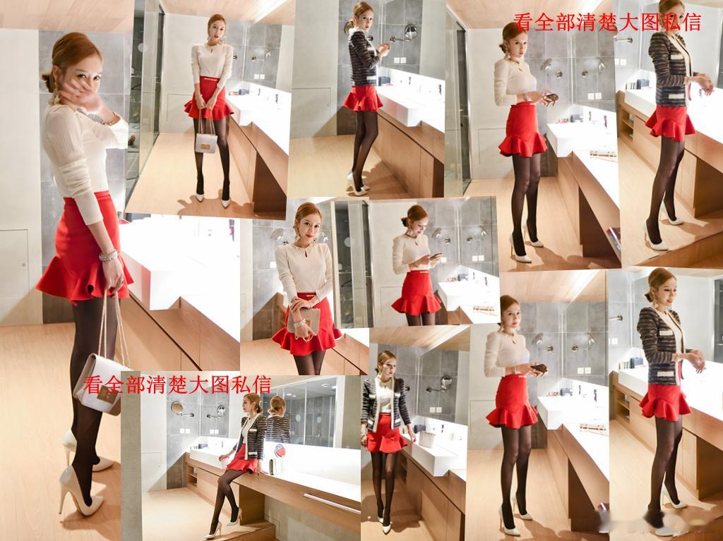 红色短裙黑丝袜... 