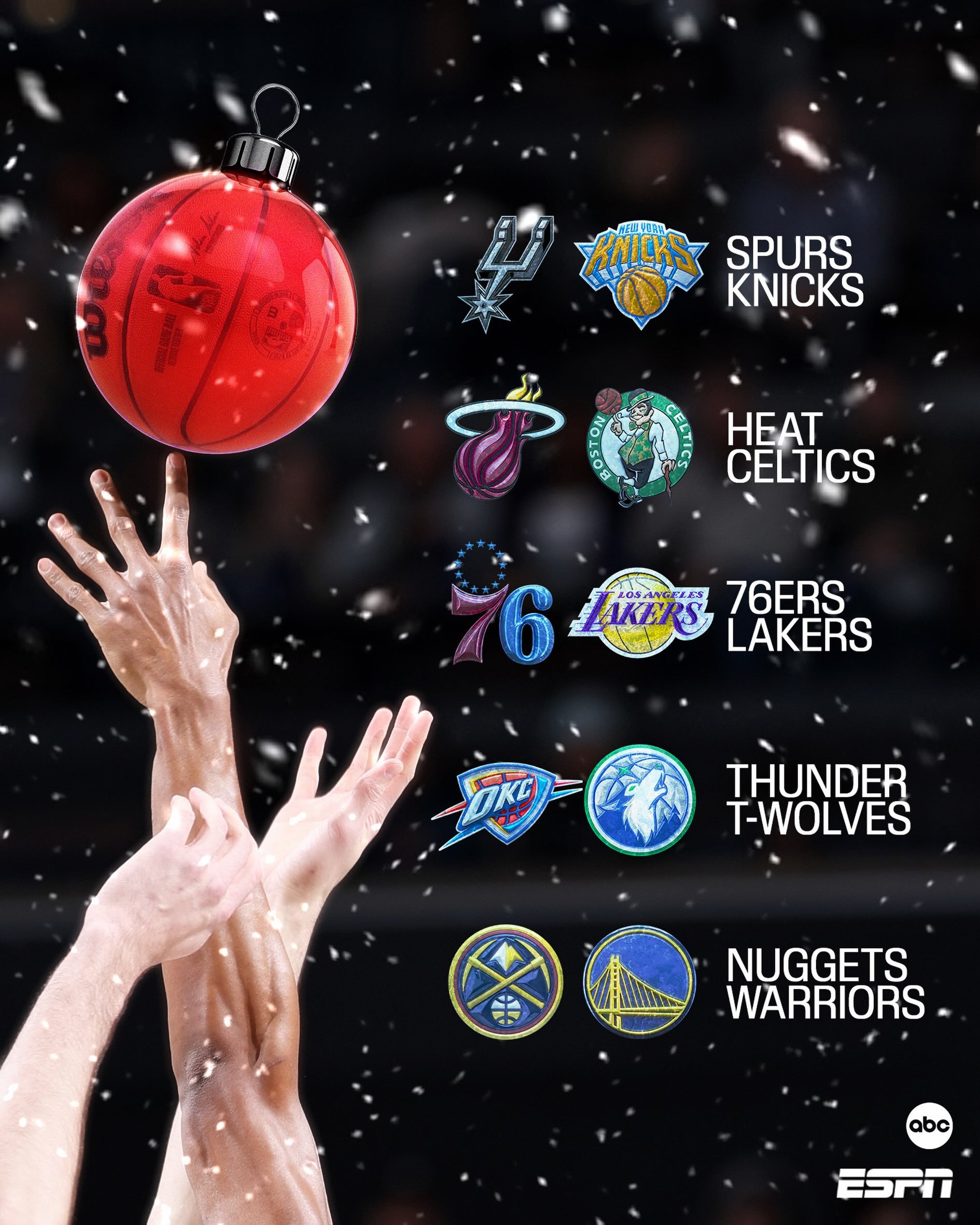 ➡哈登和火箭去哪了？Shams更推，公布今年NBA圣诞大战的对阵：马刺vs尼克斯